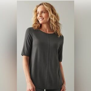 J. Jill Wearever Slub-Knit Elliptical-Hem Top